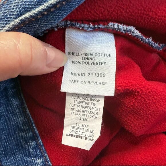 LL Bean Original Fit Relaxed Hi Rise Red Fleece Lined Blue Jeans Sz 20 M/T - Picture 12 of 15